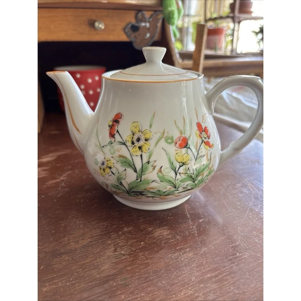 Vintage Floral Teapot Made in Japan 5